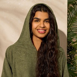 Brentfords Hooded Towel Adults, Changing Robe Large Bath Surf Beach Swimming Robe Absorbent Quick Dry Soft Microfibre Towel Wrap for Women Men, Khaki Green