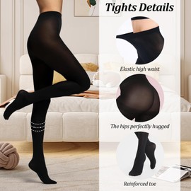 Lancry 2 Pairs 40 Denier Black Tights Women Soft Opaque Stretch Microfiber Tights