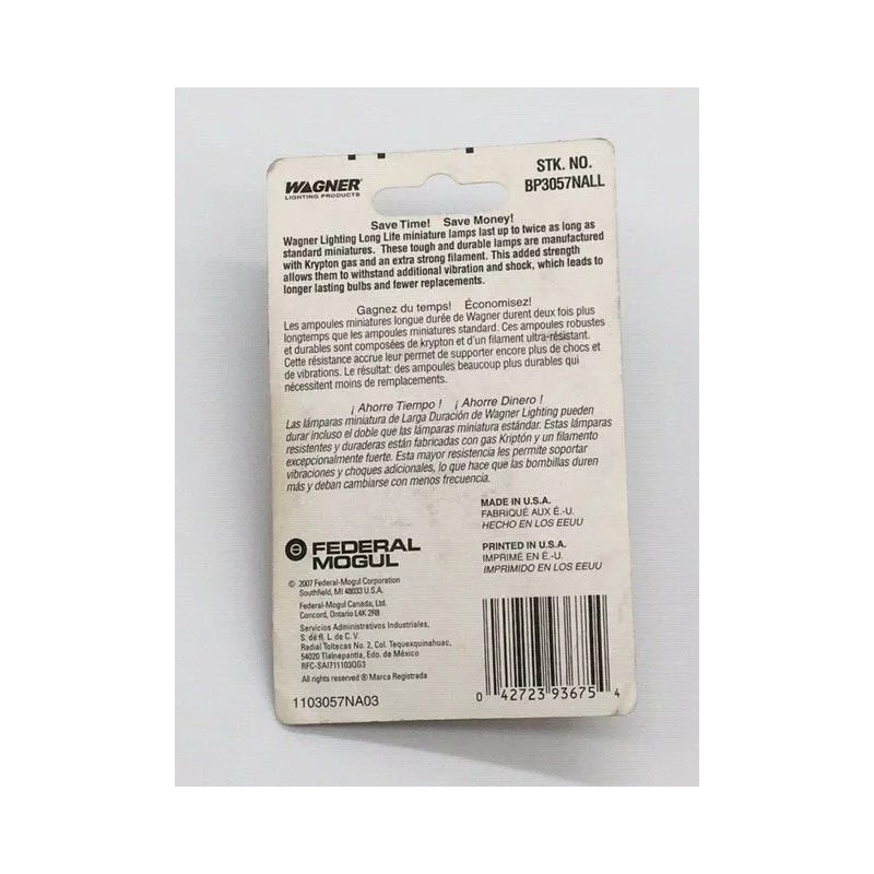 Wagner Krypton Amber Bulb BP3057NALL Long Life Parking Turn Signal