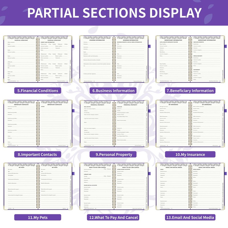 End of Life Planner, Spiral Estate Planning Organizer with Tabs