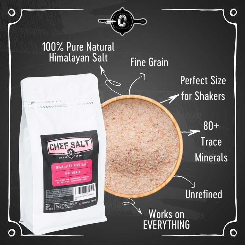 CHEF SALT Himalayan Pink Salt 3lb Fine Grain, Pack of