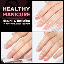 UNA GELLA Extra Short Almond Nail Tips 12 Sizes Short Almond Gel Nail Tips 120Pcs Soft Gel Clear Full Cover Nails Tips Acrylic False Nails Press On Nails for Extensions DIY Salon