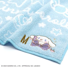 Towel Museum Sanrio Big Ribbon Cinnamon Roll Towel Handkerchief BM Blue Initial M 28-2030070 Approx. 9.8 x 9.8 inches (25 x 25 cm)
