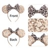 bianbaistar Champagne Sequin Mouse Ears Headband, Leopard Print Satin Bow