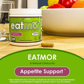 VH Nutrition Eatmor Natural Gain Pills – 120 Capsules, Herbal Supplement to Support Healthy Weight Gain, Muscle Growth, and Nutritional Wellness