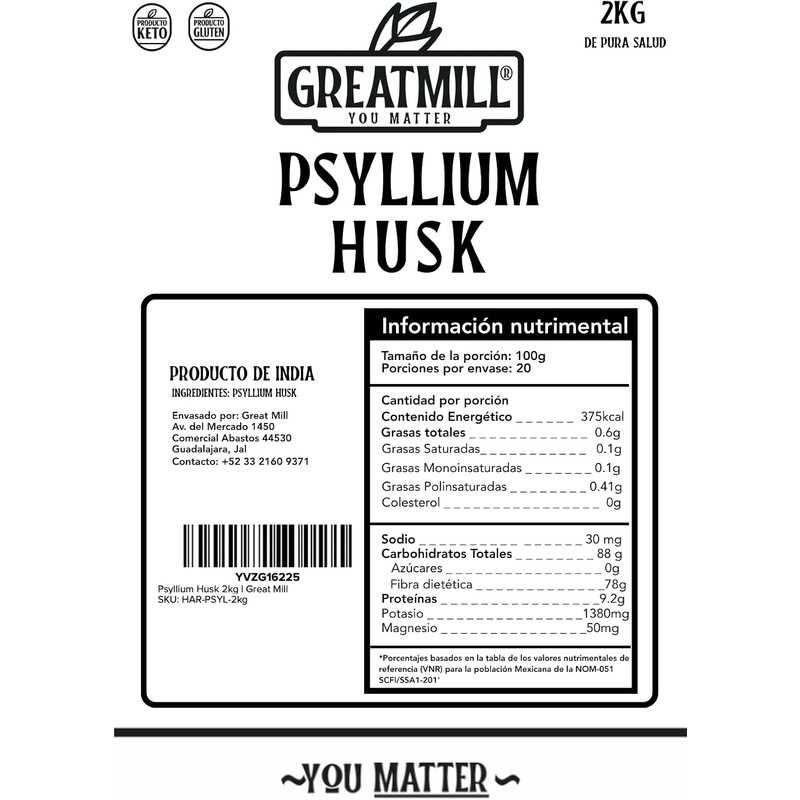 Great Mill Psyllium Husk Fibra Natural 2kg