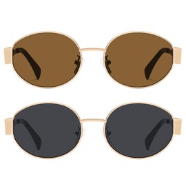 JewMOTO Retro Oval Sunglasses - Sunglasses for women,Fashion Sunglasses,Classic Shades UV400 Protection, 2 Pack Sunglasses