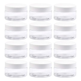 12 x Small Tins Mini Tins 100 ml / 80 g Empty Clear Plastic Small Container Robes Cosmetic Wide Mouth Plastic Container Small Container with Lid for Cream Jars DIY Slime Cream Container Jar Container