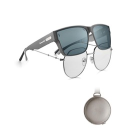 BENEUNDER Polarized Fit Over Sunglasses for Womens & Men, Classic Square Lightweight Folding Sunglasses for Nearsightedness