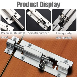 2 Pcs Door Lock Bolt, Door Latch Slide Bolts Lock with Screws,Stainless Steel Bolt Lock for Bathroom, Bedroom,Toilet, Shed, Shower,Garden(4inch/100mm)