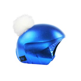 Coolcasc Blue with White Pon Pon Bike Bicycle Snow Ski Helmet Cover
