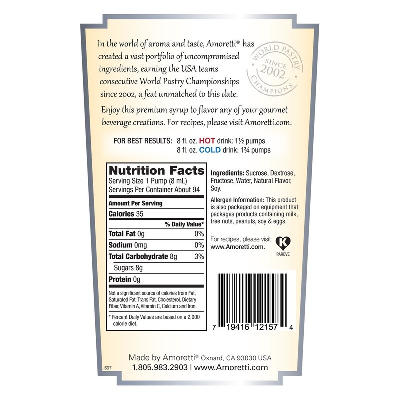 Amoretti Premium Syrup, Gingerbread, 25.4 Ounce