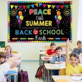 Zliisang 5.9X3.6ft Goodbye Summer Back to School Backdrop Welcome Back to School Photography Backdrop Kids Classroom Decoration Banner Back to School Photo Props