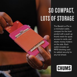 Chums Bandit Lo-Pro Minimalist Wallet - Compact RFID Wallet with Keyring & Elastic Strap for Cash (Tide)