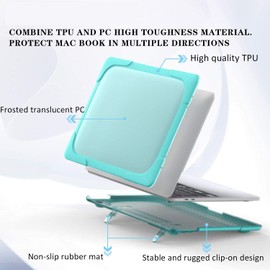 Herize Macbook Pro 13 Inch Case 2022 2021 | Shockproof Slim Hard Shell Dual Layer Protective Cover w/Fold Kickstand for MacBook Pro 13 Inch M1 A2338 A2251 A2289 Retina Display Fits Touch Bar | Blue