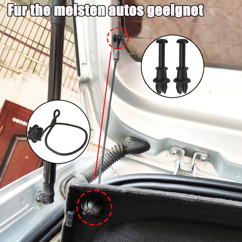 Pack of 2 Parcel Shelf Clips, 2 Pieces Retaining Strap