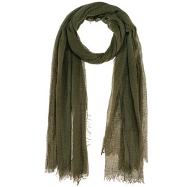 Nydotd Women Summer Cotton Linen Scarf Crinkle Long Beach Shawl Wrap hijab with Fringe (Army Green, 71 x 35 Inch)