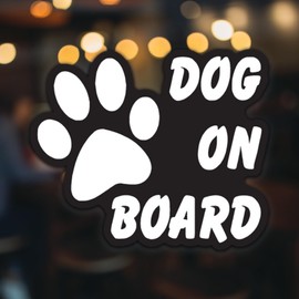 Dog on Board Vinyl Decal Sticker | Cars Trucks Vans Walls Laptops Cups | White on Black | 6 X 5 Inches | KCD910