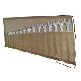 Waxed Canvas Large Wrench/Tool Roll 15 Pockets Portable Pouch Storage for Craftsmen Handmade by Hide & Drink :: Fatigue