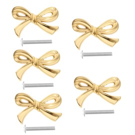 Operitacx 5 Stück Griff aus Messing Bügelknöpfe für Kommode Griffe für Küchenschränke Schrankknöpfe mit Schleifen Stichworte Form Retro -Schrankknöpfe Schubladenknopf aus Metall Metallgriff