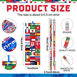 Supervitae 90 Pcs/ 30 Sets International World Flags Party Accessories Include 60 Flags of Nations Bookmark 30 Pencil for Travel Trip Around Globe Party School Sports Event Festival Decor