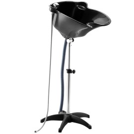 Portable Black Hair Wash Basin Adjustable Height Stainless Steel Stand For Barber Salon Spa Home UseDefault: Default