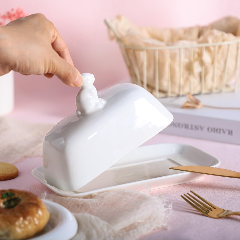 Bicuzat Ceramic Butter Dish with Lid Butter Keeper Butter Plate