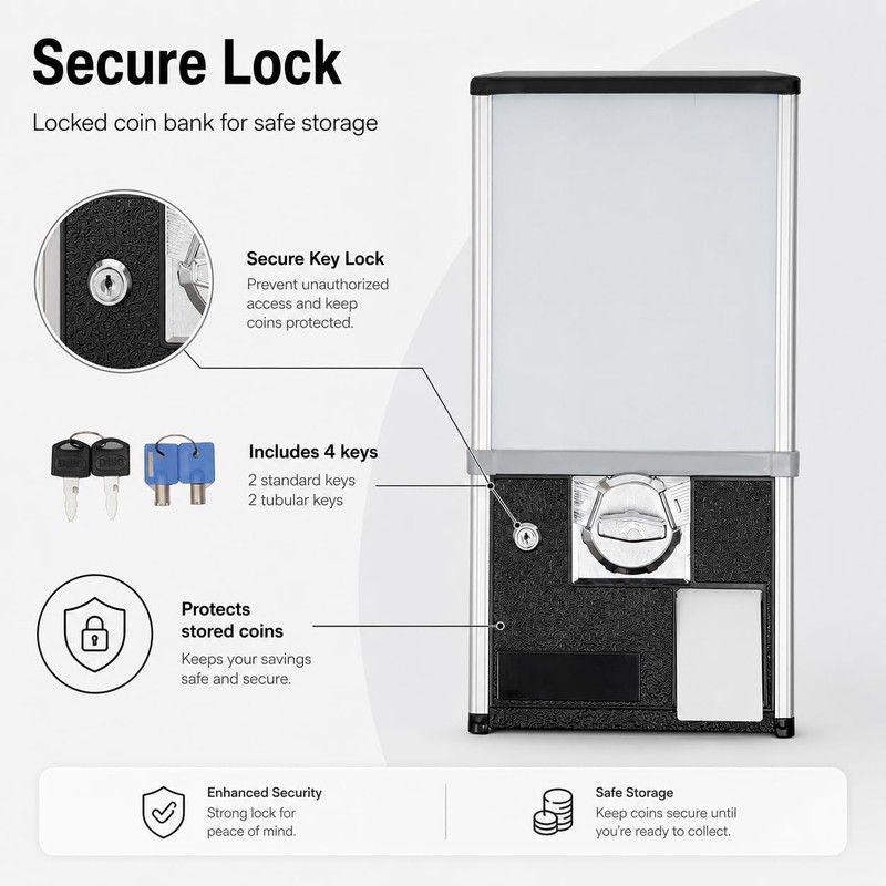 FXEIPOL Small Vending Machines, 25-Cent 800 Coins Bank Capacity, Home