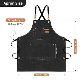 AOLEBA Aprons for Men & Women,Canvas Chef Apron with Cross Back Adjustable, Apron for Kitchen, Garden, Cafe, M-XXL