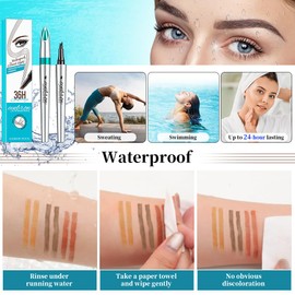 Magic Eyebrow Pencil, 3D 4 Tipped Precise Brow Pen Upgraded Waterproof Microblading Eyebrow Pencil Contouring Pen Natural Makeup Effect (B-Light Brown)