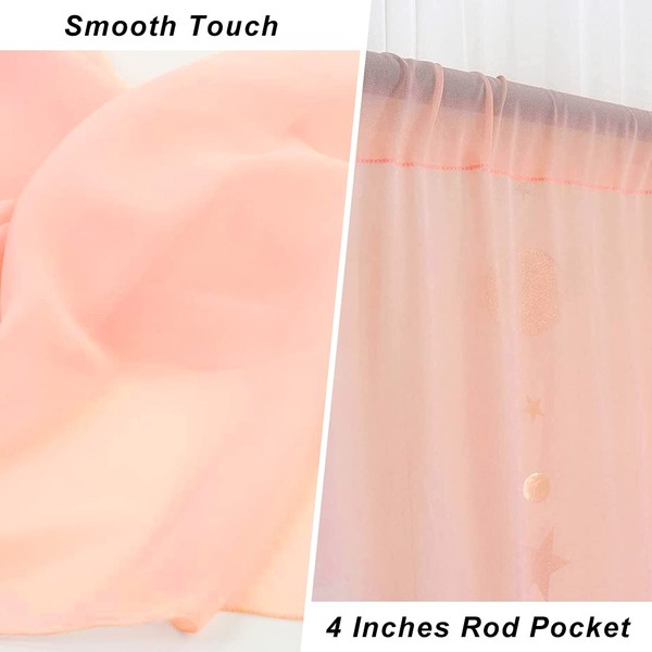 PartyDelight 10FT X 10FT Light Peach Chiffon Sheer Backdrop Curtain Drapes for Wedding, Birthday, Party, Banquet and Home Decorations 5 x 10Ft,2 Panels