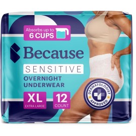 Unbranded Because XL Overnight Incontinence Briefs for Women – 2 Pack (24 Ct)