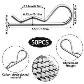 50 Pcs Stainless Steel RC Car Body Clips for 1/10 1/12 1/16 Scale Models