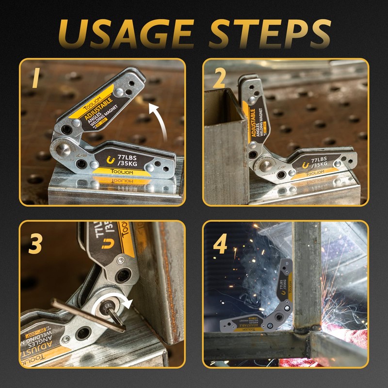 TOOLIOM Adjustable Angle 20°-200° Welding Magnets,Magnetic Pull Force 77 LBs