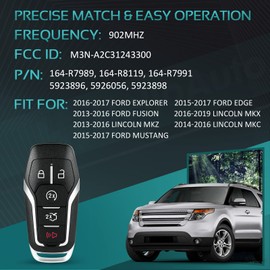 HelloAuto Ford Mustang Fusion Explorer Edge - Carcasa de repuesto para mando a distancia sin llave 2013-2017 para Lincoln MKX MKZ MKC (FCC ID: M3N-A2C31243300)