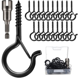 Zzbety 20 PCS Q-Hanger Screw Hooks with Safety Buckle Design Christmas Lights Hanger Hooks, Easy to Release, Include 1 Wing Nut Driver