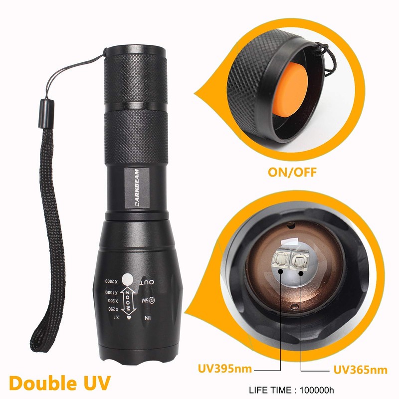 DARKBEAM UV 365nm and 395nm Light Wood's lamp Blacklight Ultraviolet