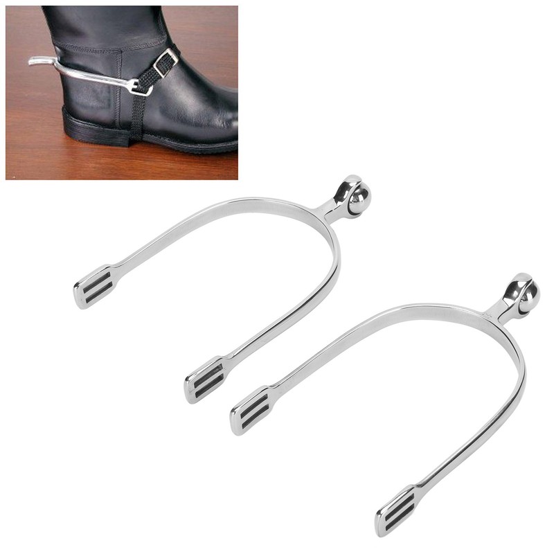 Horse Spurs English Stainless Steel with Roller Ball for Equestrian