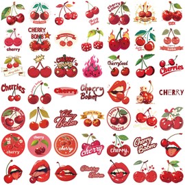 50Pcs Cherry Stickers,Cherry Bomb Stickers,Cute Fruit Stickers,Red Aesthetic Vinyl Waterproof Stickers for Water Bottle Scrapbook Laptop Luggage Motorcycle Cars Bike Computer Guitar (Cherries)