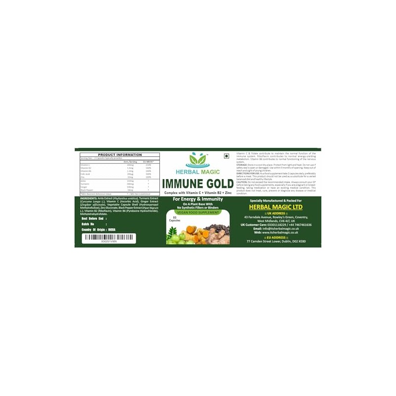 Herbal Magic Immune Gold – Vegan Food Supplement with Herbal