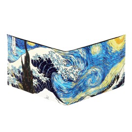 SUPERVEK Starry Night Great Wave Stitched Tyvek Paper Mighty Wallet - Vegan Thin Tear & Water-Resistant Slim Wallet for men - Mens Credit Card Holder Wallet - Streetwear Bifold Wallets for Men - RFID
