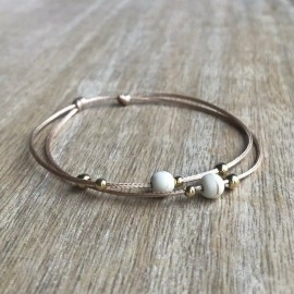 Fanfarria Gold and Stone Marble Bead Anklet