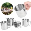 4pcs Outdoor Stainless Steel Cup Foldable Handle Nesting Cups for