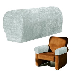 BMYUK Arm Rest Covers Set Chenille Stretch Armchair Couch Anti-Slip Furniture Armrest Protector for Sofa Couch Chair Aurora Silver Set of 2