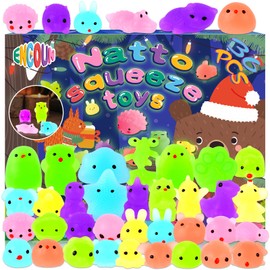 ENCOUN 36 Pieces Mochi Squishy, Squishy Kawaii Set, Luminous Squishy Set, Anti-Stress Toy, Mini Animals Mochi Squishy, for Party Gifts, Christmas, Birthday Gift for Children