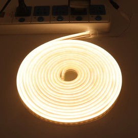 XUNATA LED Strip Lights, LED Neon Light Rope,3500K Warm White Outdoor Flexible Light, DC 12V 16.4 Ft/5m 2835 600 LEDs Silicone Tape Light for Home, Indoors, Outdoors Decor DIY