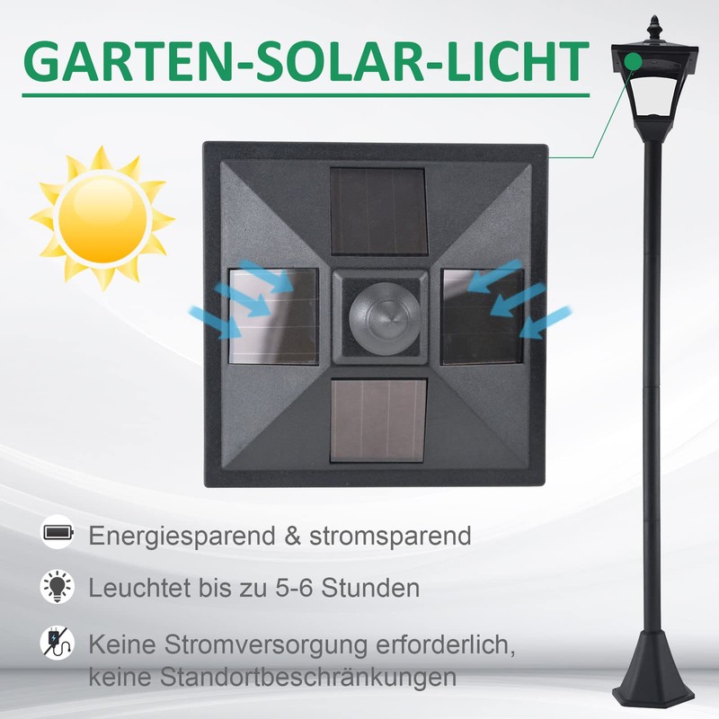 Outsunny solar garden lantern path light with LED, 10 lumens,