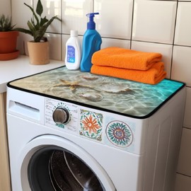 GLENLCWE Beach Dryer Top Protector Mat Starfish Washing Machine Dust Cover Pad, Non Slip Washer And Dryer Covers for The Top Laundry Room Decoration