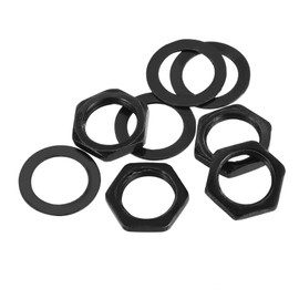 sourcing map 4 Set Guitar Nuts and Washers 3/8" Guitar Input Output Jack Socket Nuts Black for Guitar Bass