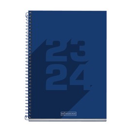 Miquelrius - Academic Diary 23-24 September 2023 to June 2024 Size 15 x 21.3 cm Page Navy Blue Spanish English